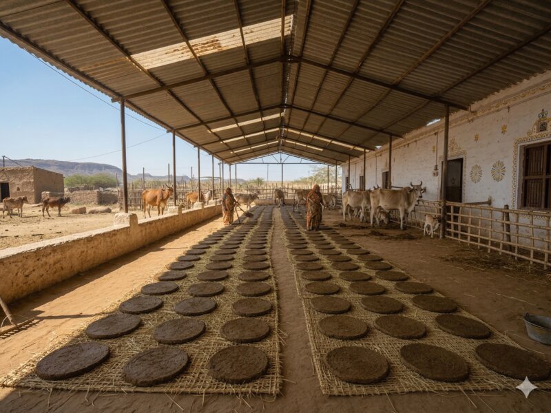 Cow Dung Cakes Sun-Dried